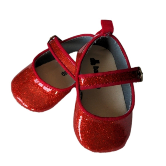 Baby Gap Sparkly Red Mary Janes Flat Dress Infant Shoes * 3-6M - Picture 1 of 8